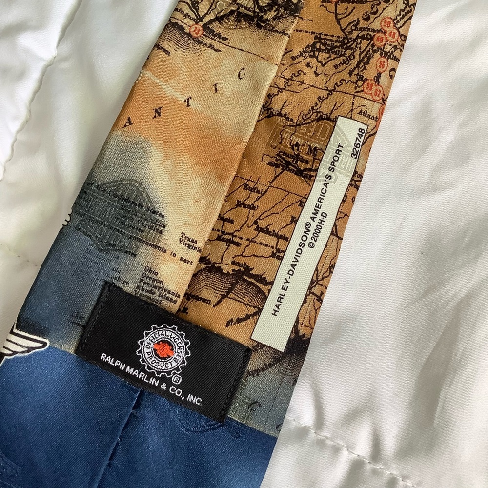 RARE LAS VEGAS HARLEY DAVIDSON RALPH MARLIN SILK 2000 AMERICA USA PATRIOT TIE - Picture 2 of 3